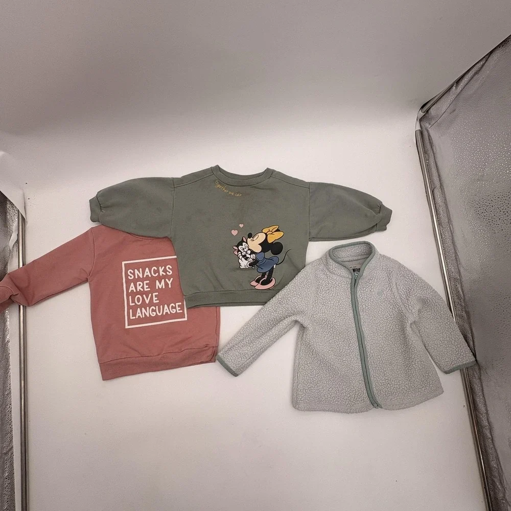 Mixed Brands Outfit Set Girls 12-18M Minnie Mouse‎ Snacks Pullover Fleece 3pc